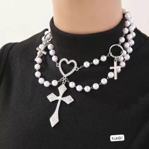 Vintage Gothic Multi-Layer Pearl Choker Necklace
