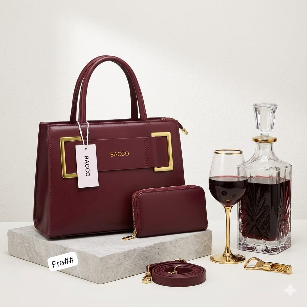 BACCO Premium Smooth Leather Top-Handle Handbag Set - Image 2
