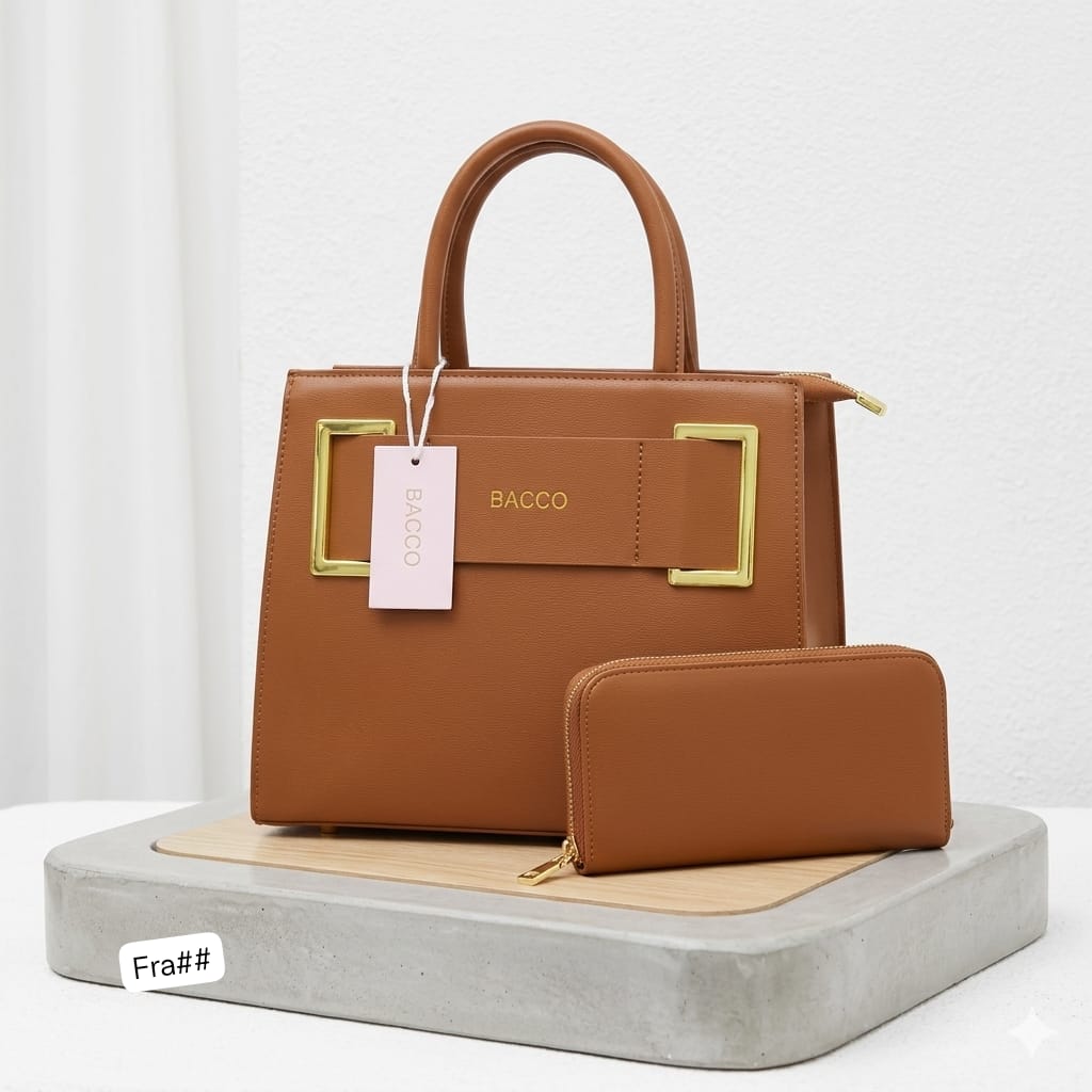 BACCO Premium Smooth Leather Top-Handle Handbag Set - Image 3