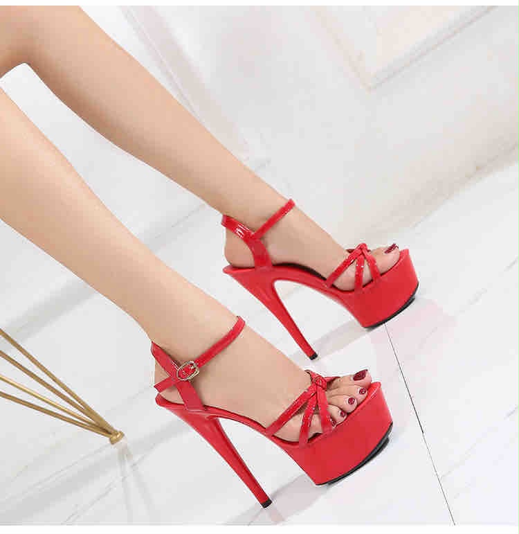 Premium Patent Leather High Platform Sandals - Image 2