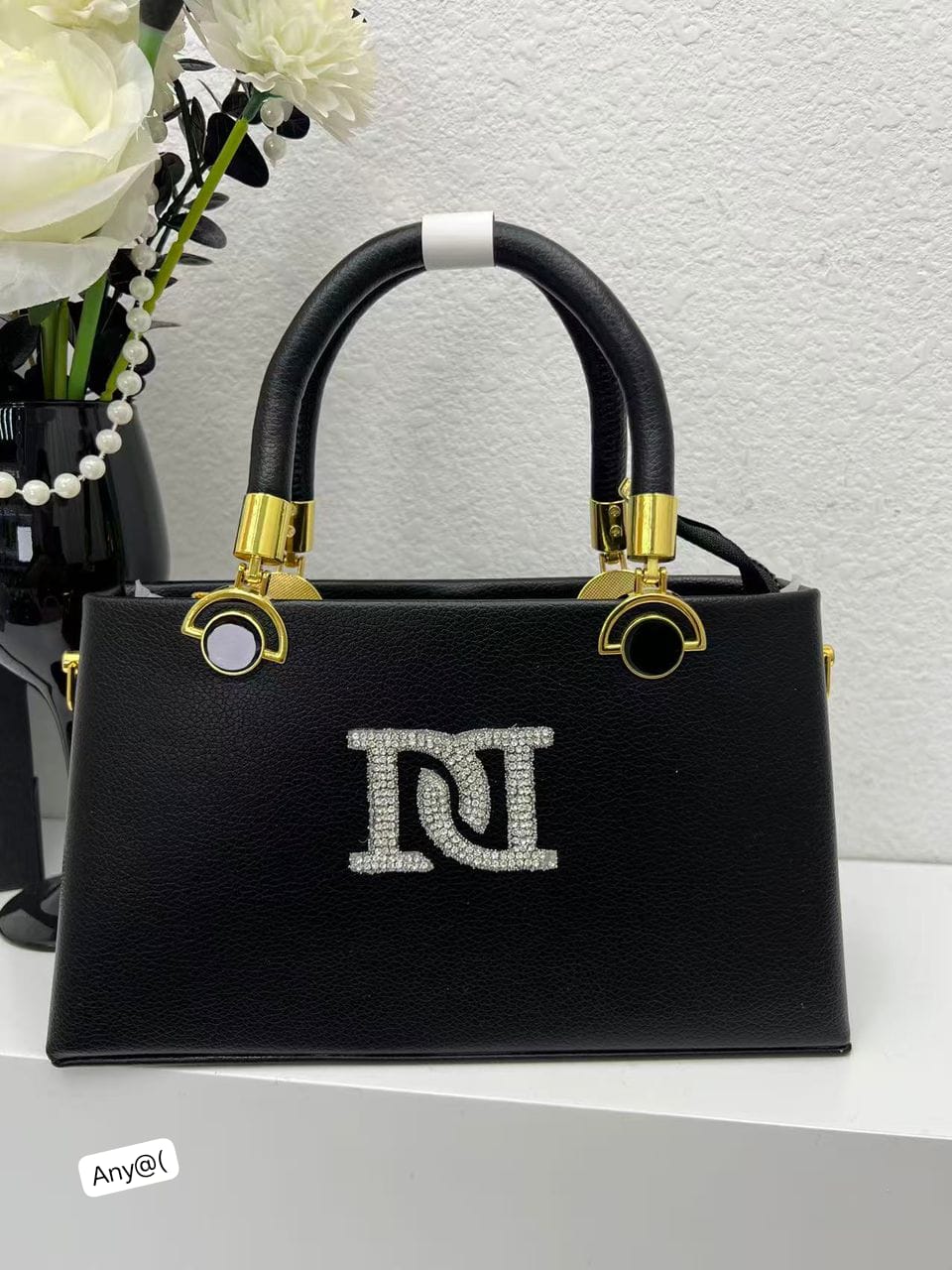 Elegant Textured Trapeze Tote with Architectural Padded Handle - Image 3