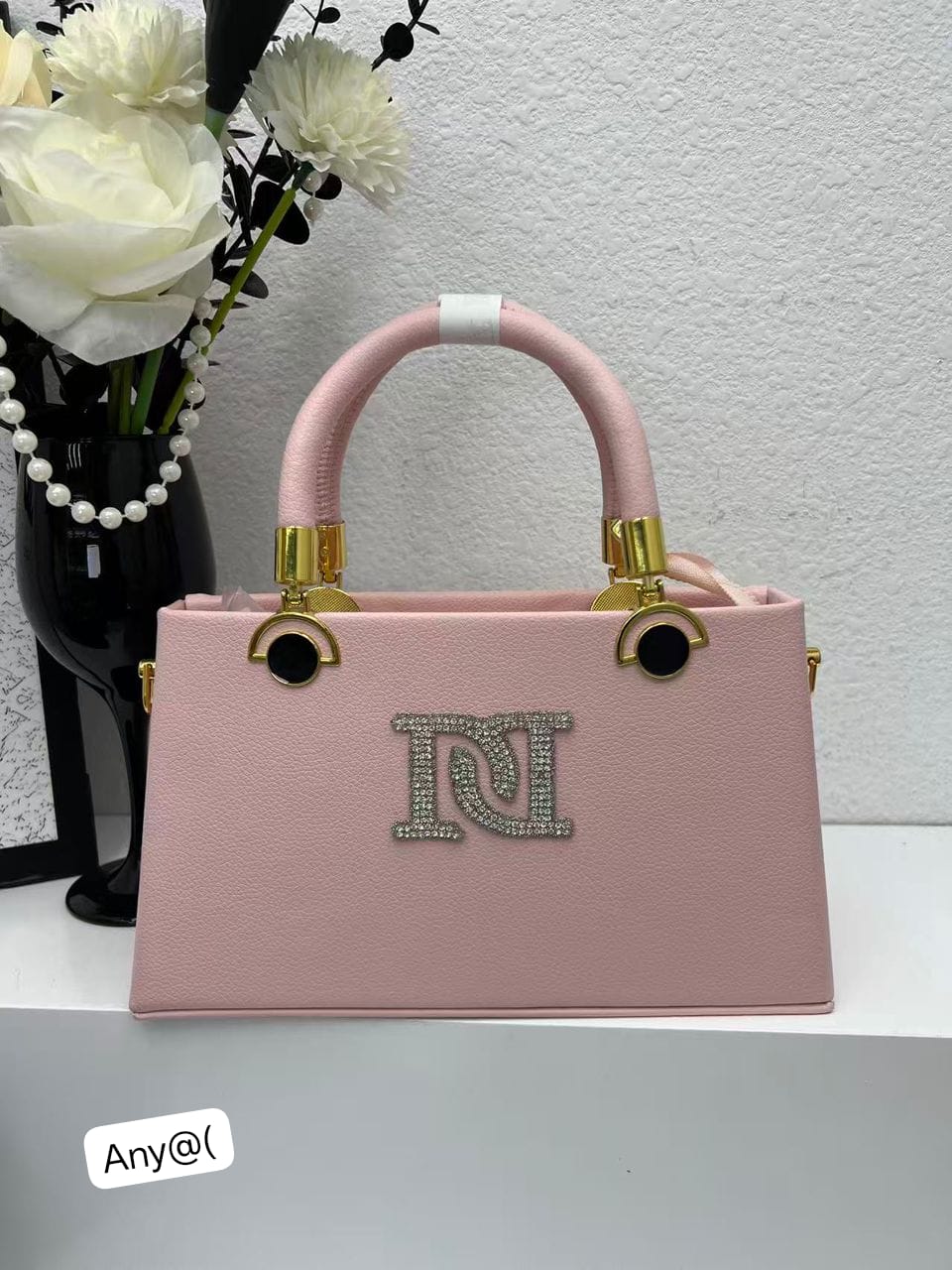 Elegant Textured Trapeze Tote with Architectural Padded Handle - Image 2
