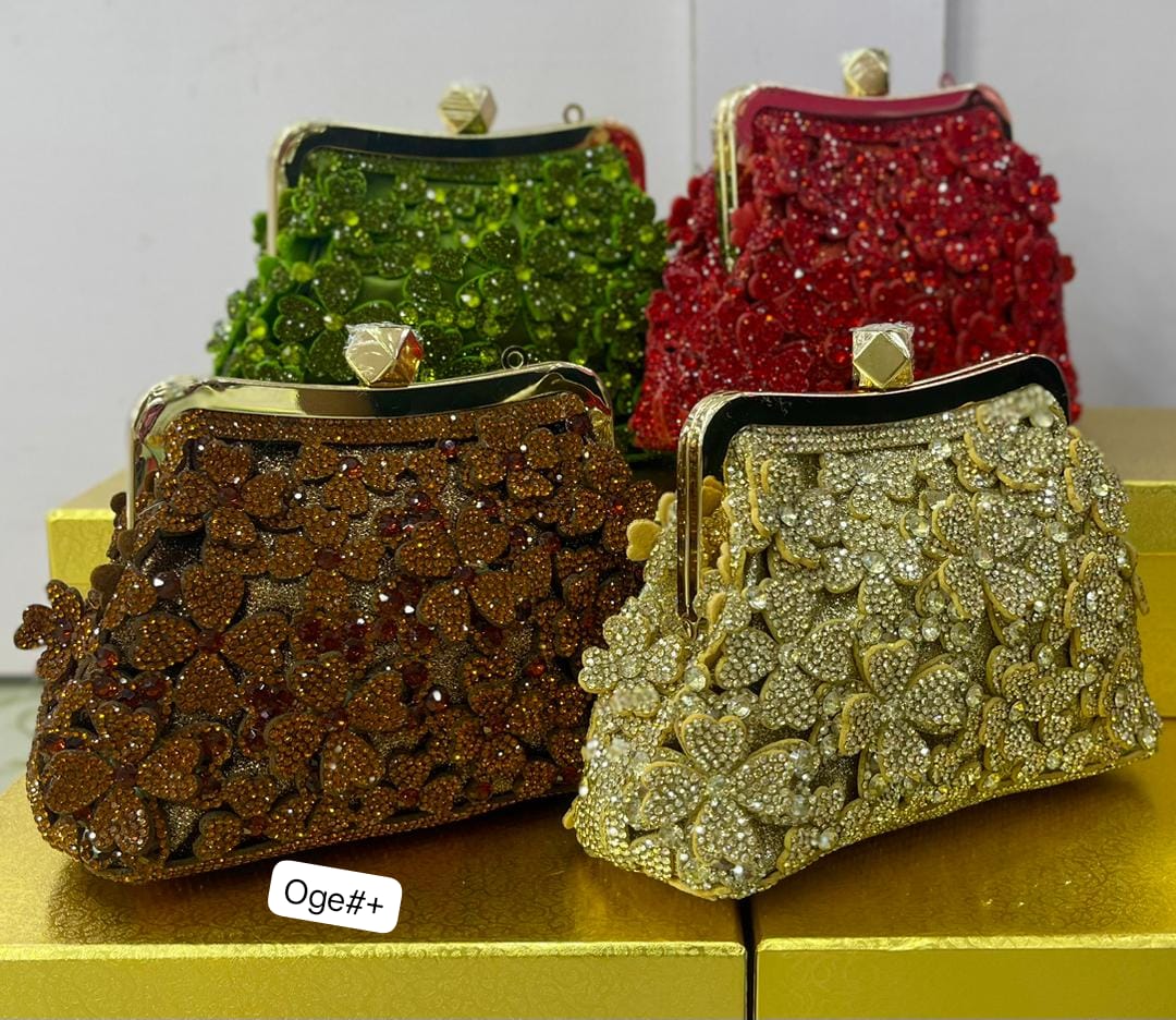 Premium 3D Floral Crystal Evening Minaudière