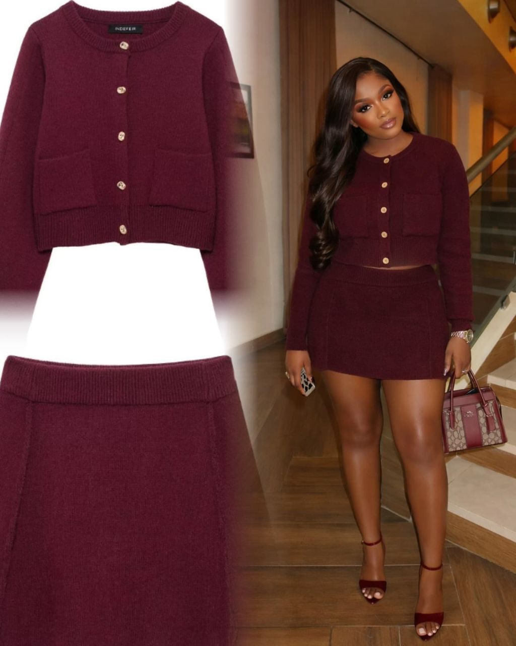 Women’s 2-Piece Knit Cardigan & Mini Skirt Set - Image 2