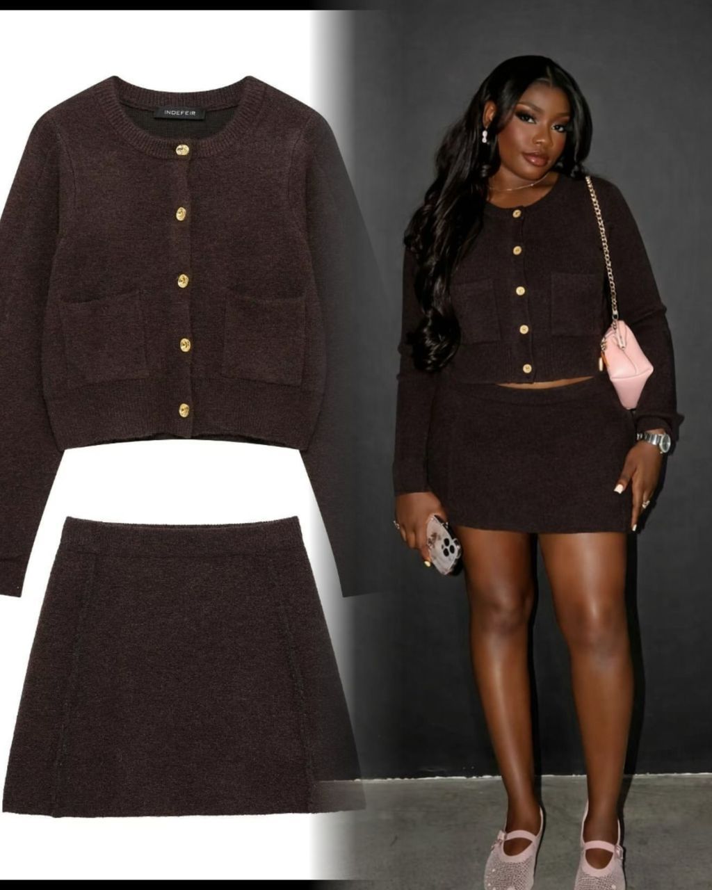 Women’s 2-Piece Knit Cardigan & Mini Skirt Set - Image 8