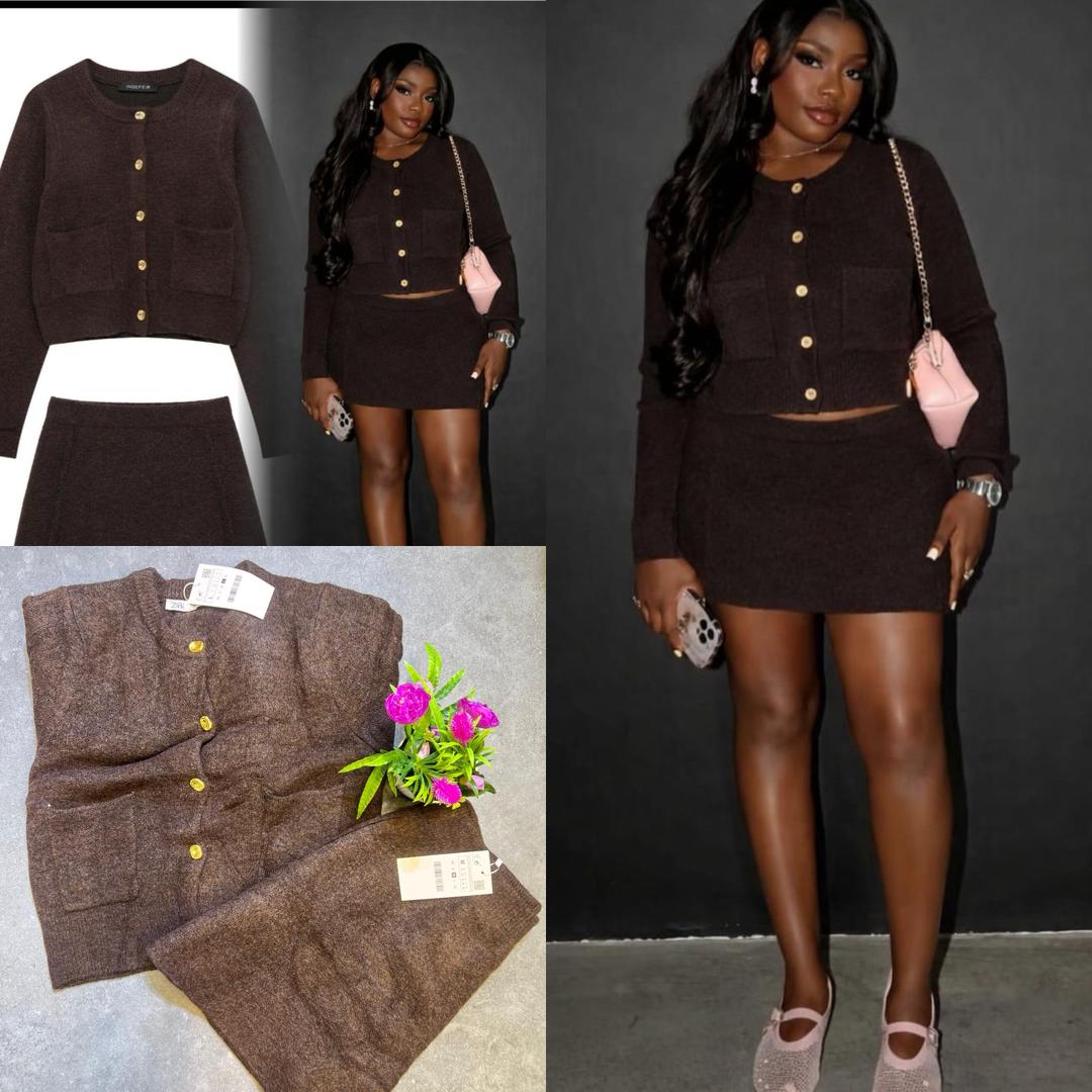 Women’s 2-Piece Knit Cardigan & Mini Skirt Set