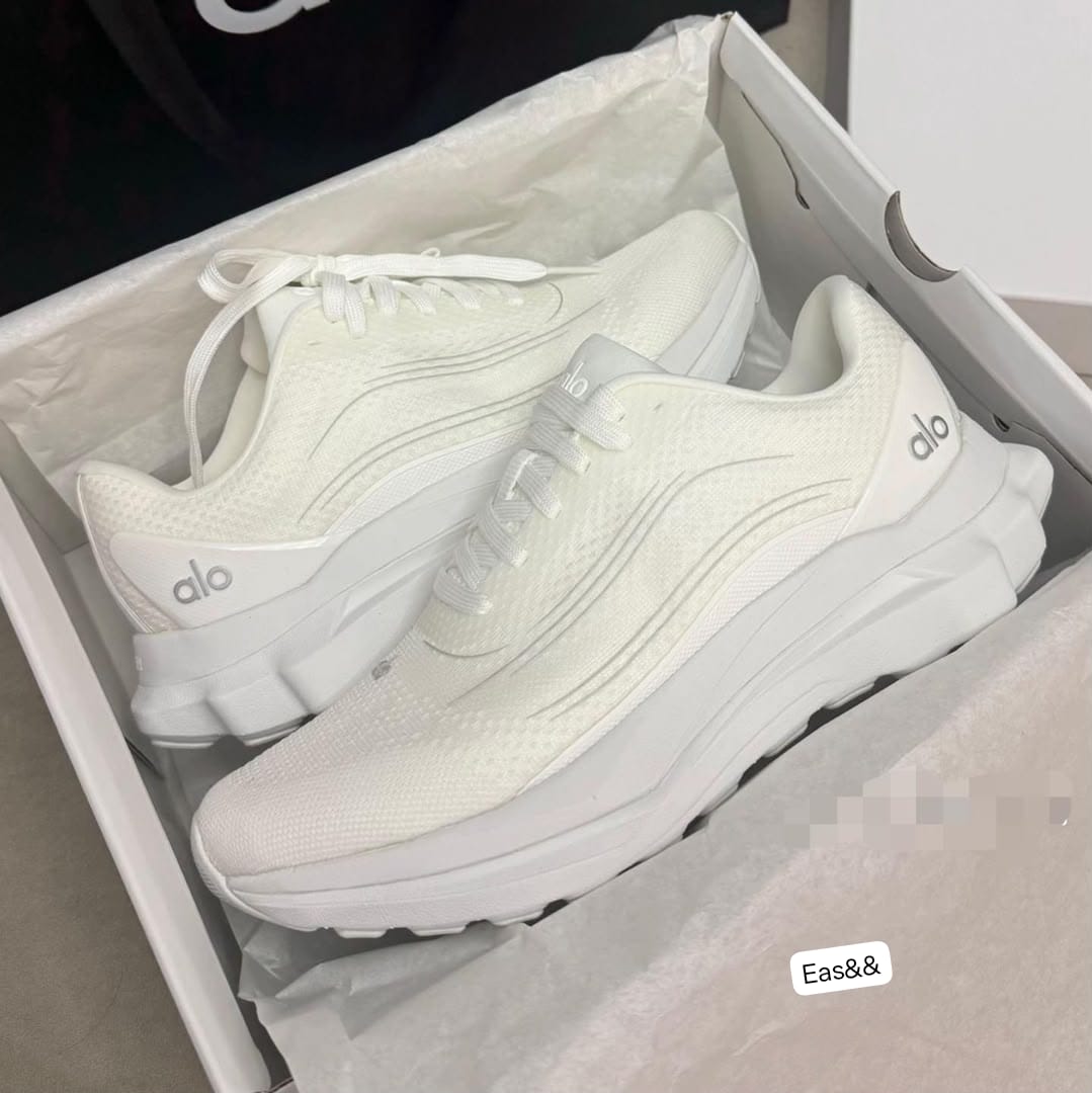 ALO Ultra-Cushioned Triple White Running Shoes