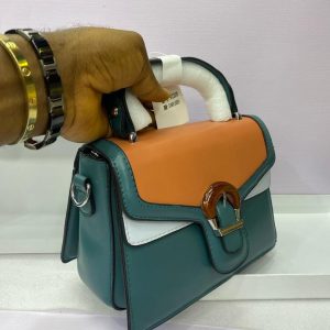 Contemporary Top-Handle Messenger Bag with Faux-Tortoiseshell Clasp