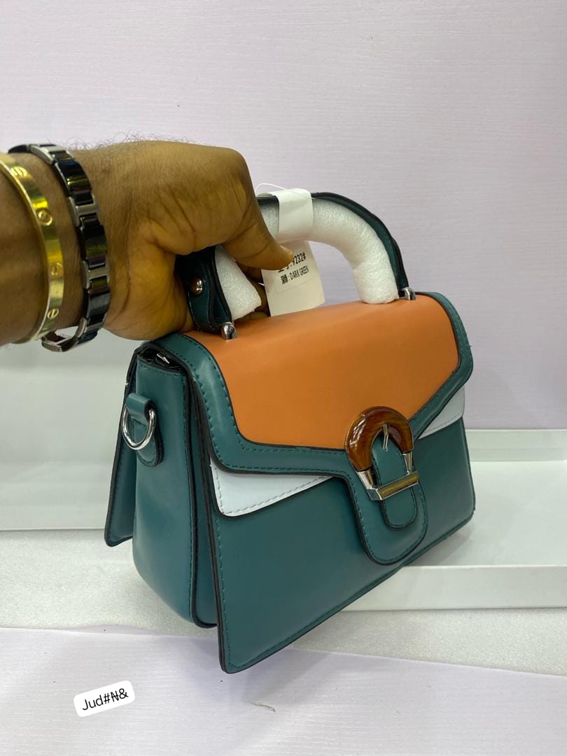 Contemporary Top-Handle Messenger Bag with Faux-Tortoiseshell Clasp