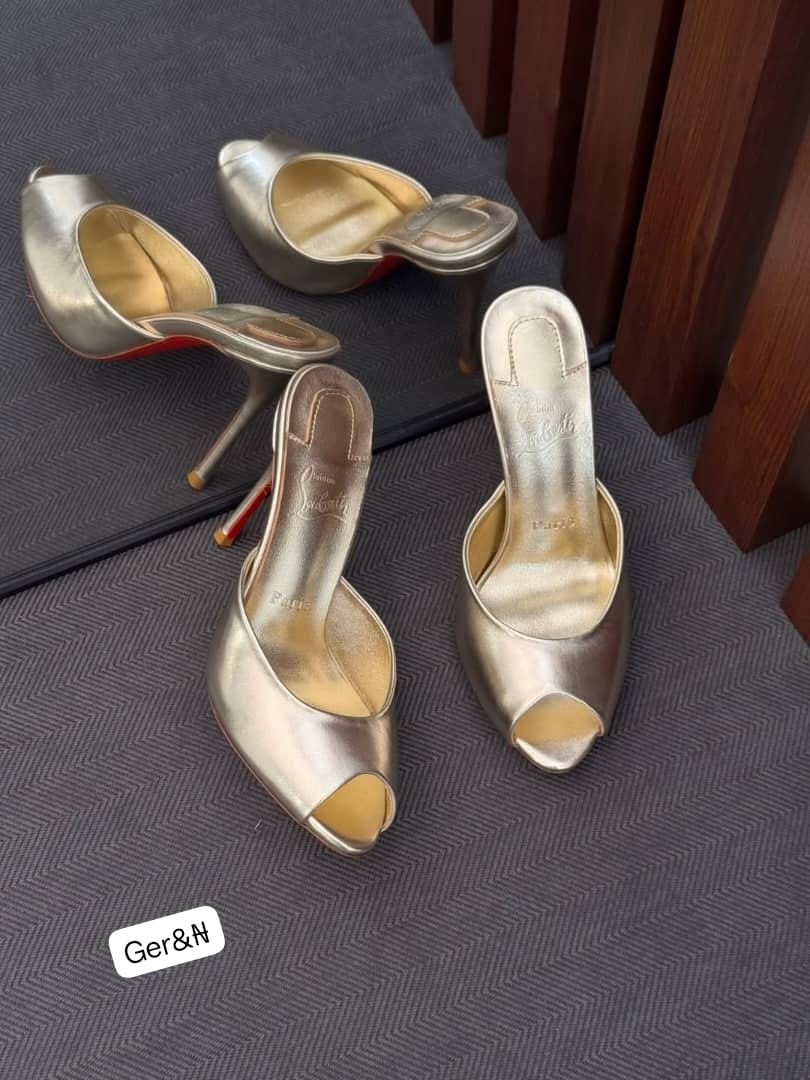 Premium Metallic Peep-Toe Mule Heels