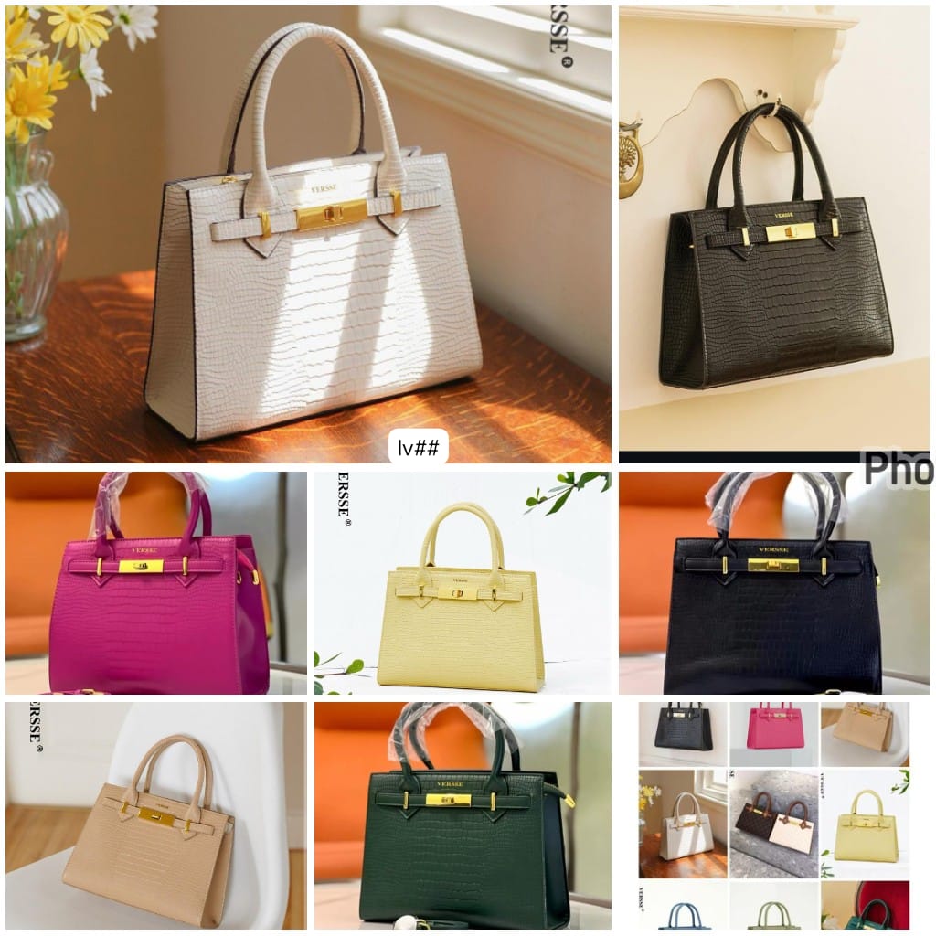 VERSSE Premium Croco-Embossed Structured Satchel Bag