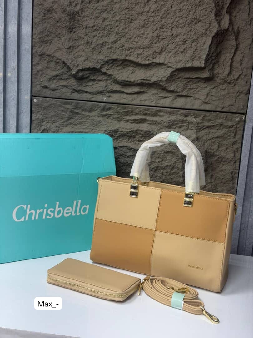 Chrisbella Premium 2-Piece Checked Block Tote Set - Image 2