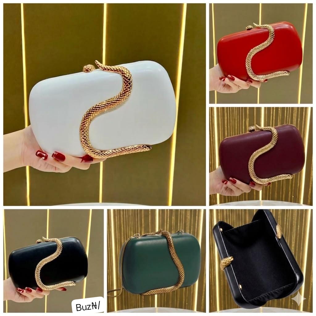 Bylvgari Luxury Sculpted Serpent Evening Clutch Bag - Image 2