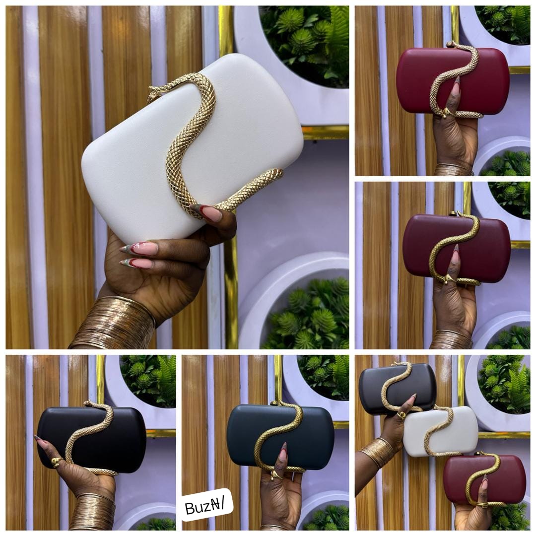 Bylvgari Luxury Sculpted Serpent Evening Clutch Bag