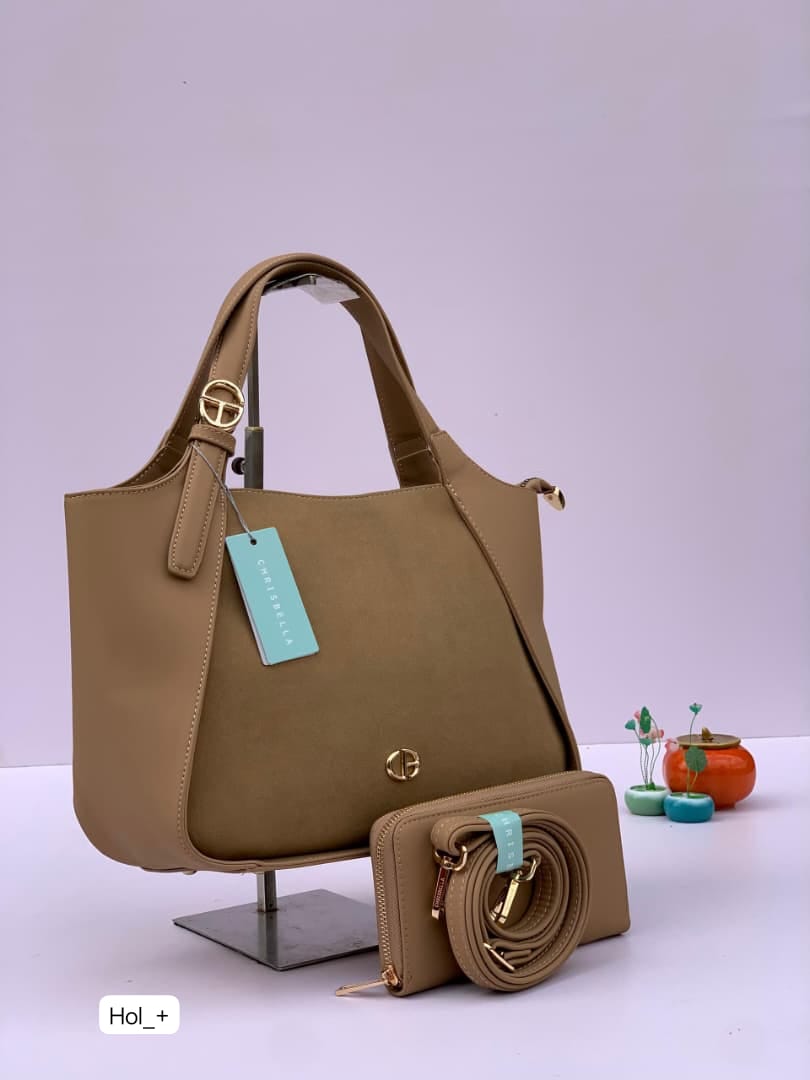 CHRISBELLA Luxury Dual-Texture Top-Handle Tote Bag Set