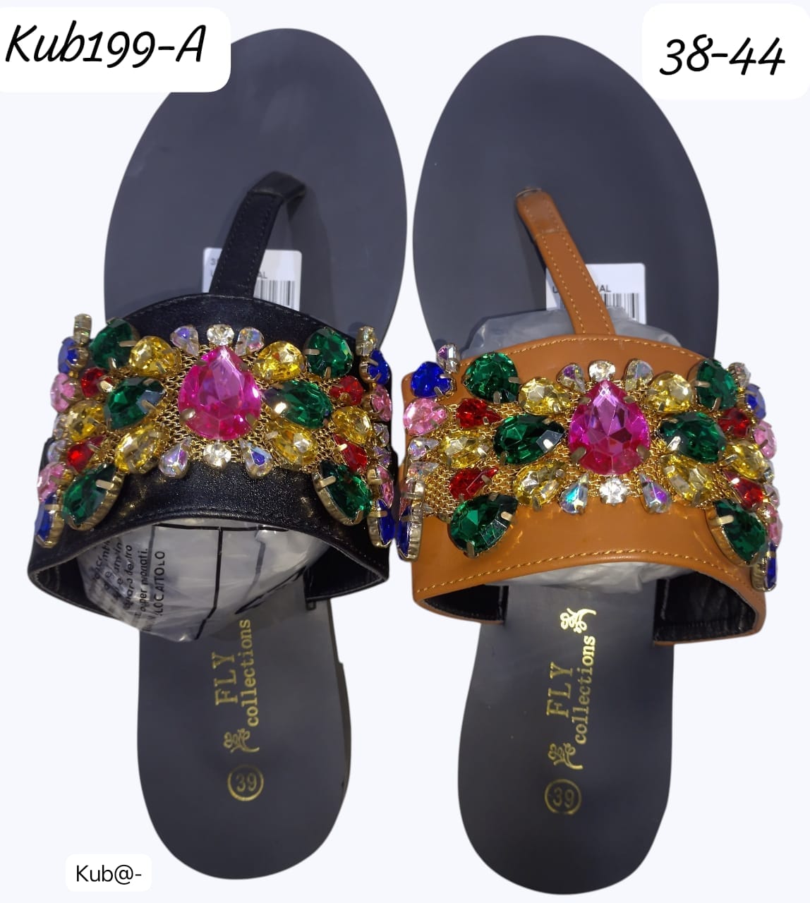 Fly Collections Jewel-Encrusted T-Strap Flat Slippers