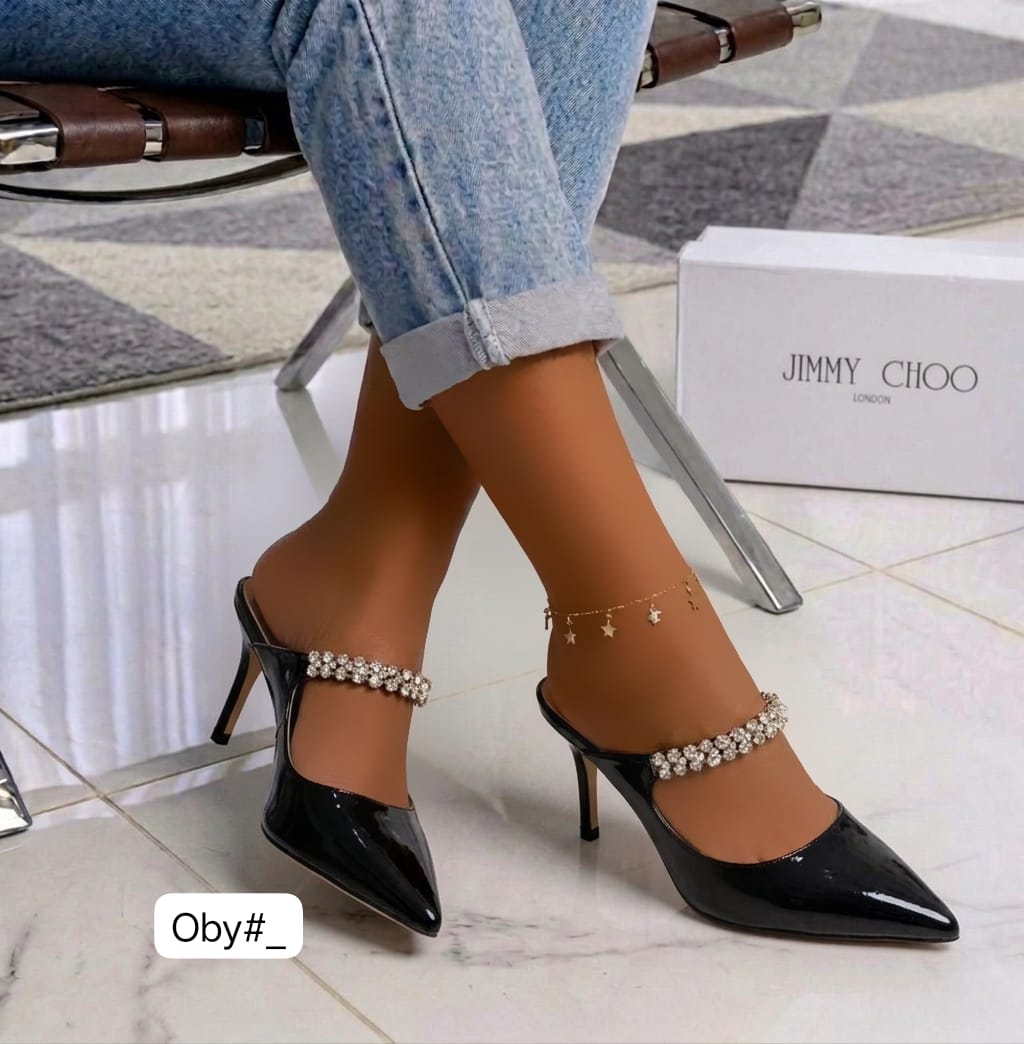 Luxury Satin Crystal-Strap Heeled Mules