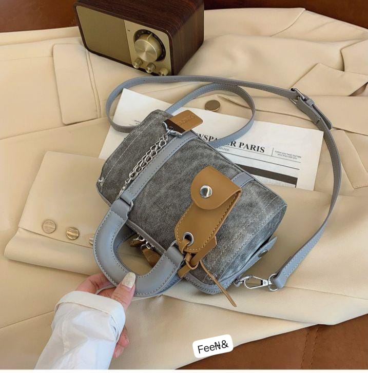 Premium Vintage Denim Boston Bag