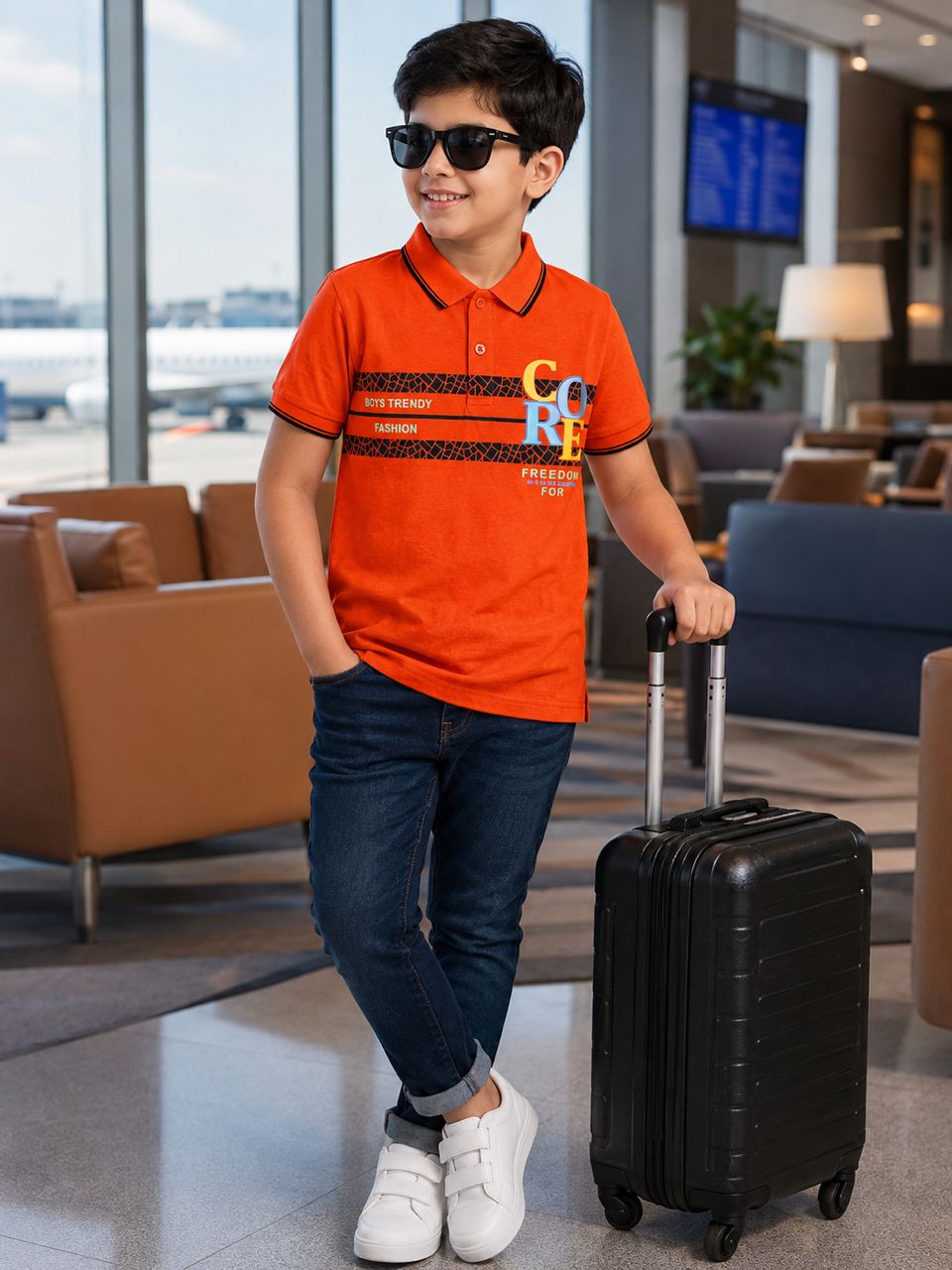 Smart Casual Burnt Orange Cotton-Blend Polo with Contrast Tip Details