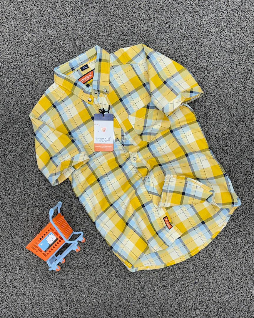 Smart Casual Bright Yellow, Sky Blue & Black Checked Button-Down Top