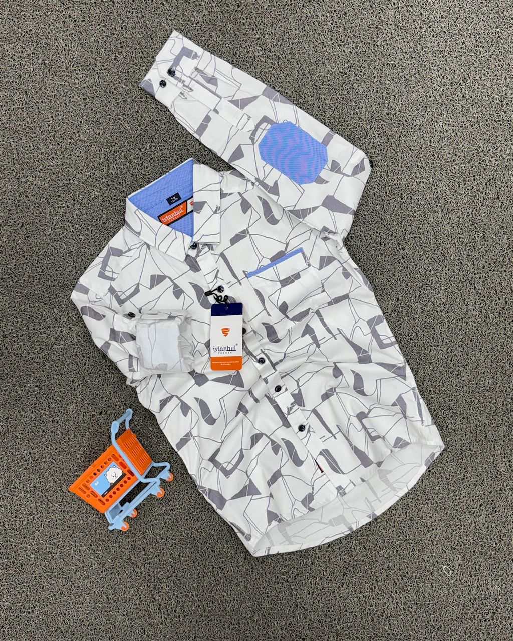Smart Casual White & Grey Button-Down Top