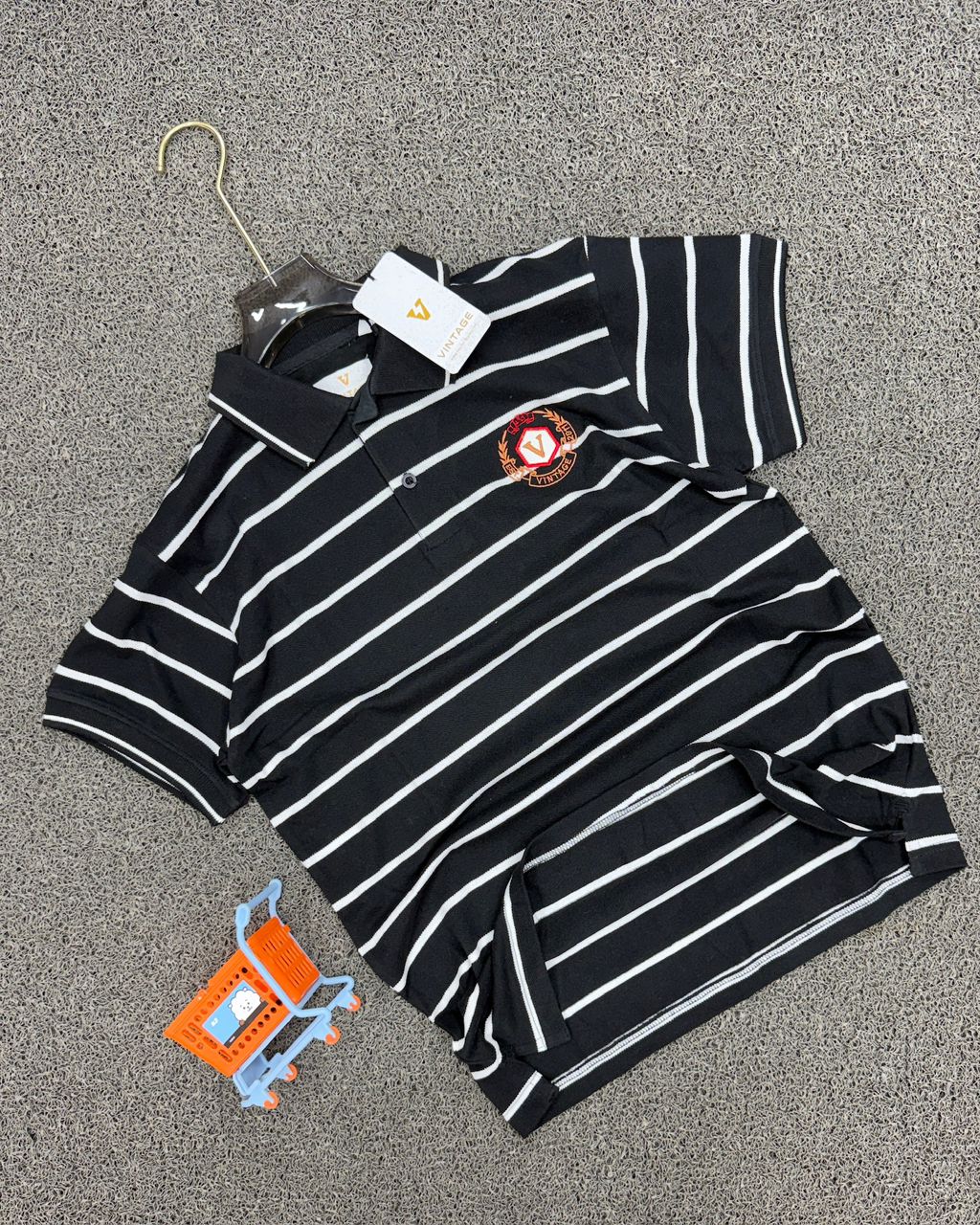 Vintage Brand Boys' Smart Casual Black & White Striped Short-Sleeve