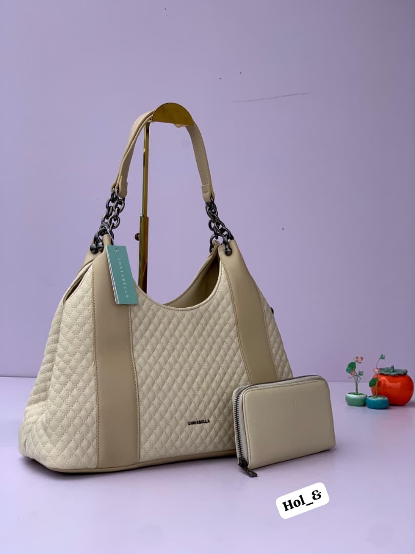 CHRISBELLA Premium Quilted Diamond Hobo Bag & Wallet 2-Piece Set - Image 2