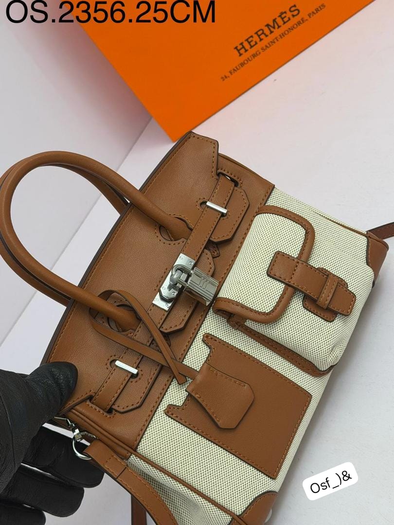 Premium Cargo Canvas and Leather Top-Handle Satchel Bag