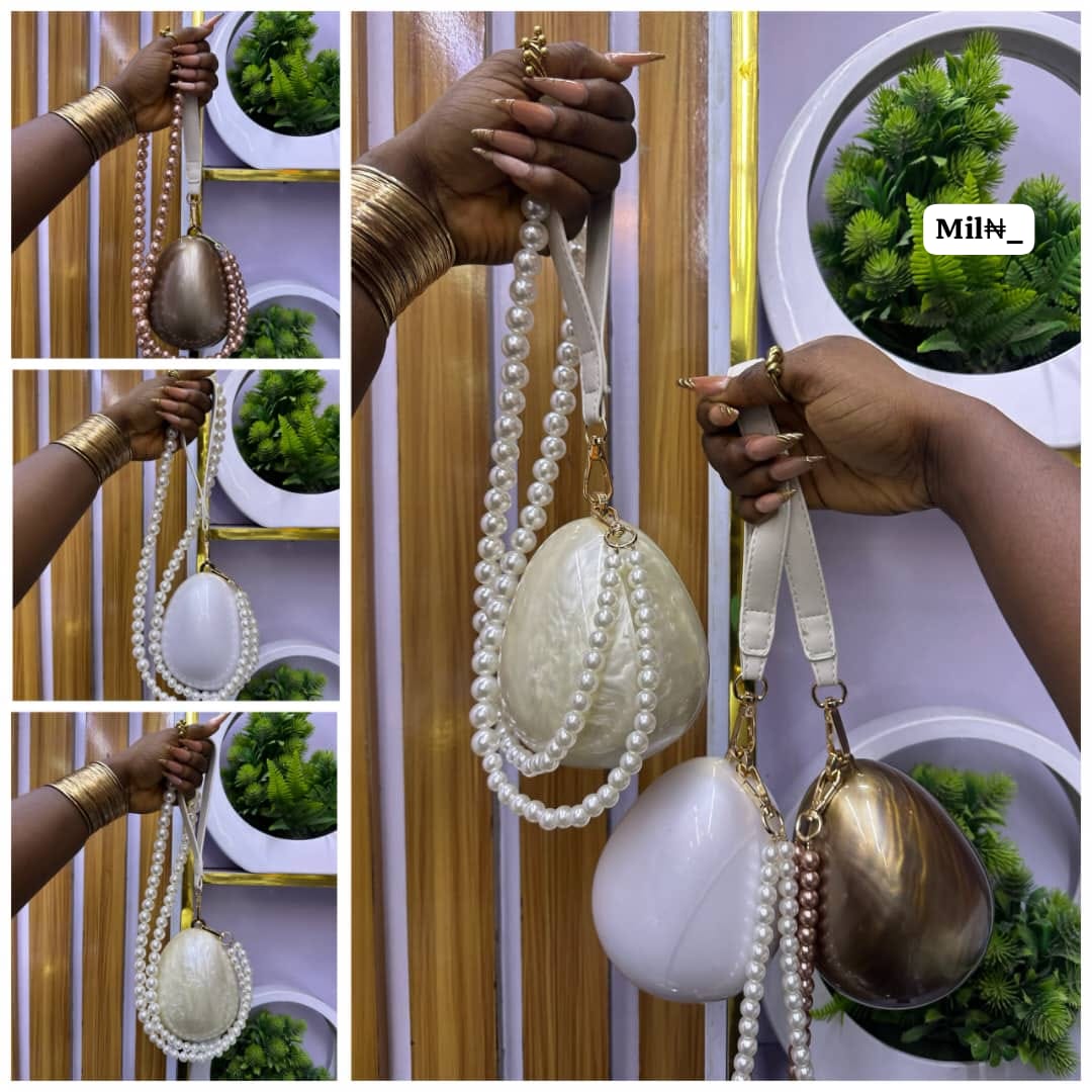 Premium Pearlescent Egg-Shaped Minaudière Clutch