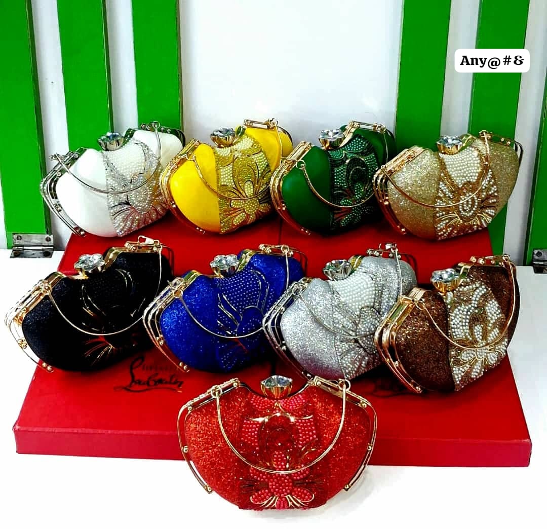 Premium Crystal & Pearl Embellished Minaudière Evening Bag