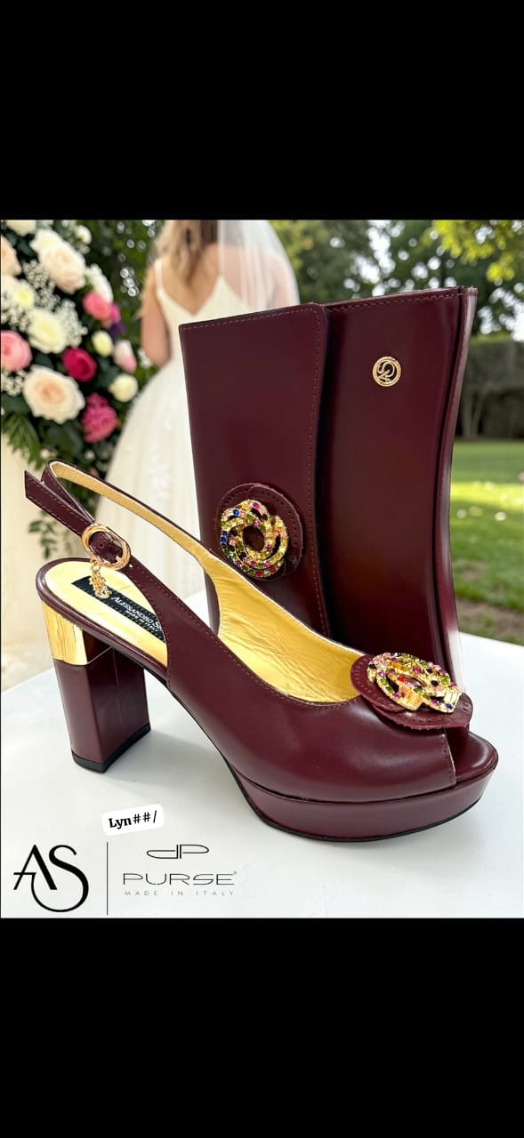 Premium Italian Platform Slingback Heel and Matching Clutch Set