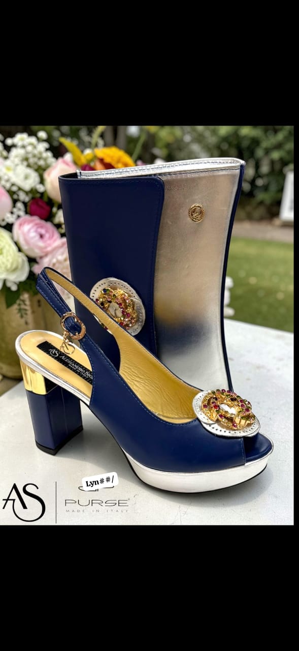 Premium Italian Platform Slingback Heel and Matching Clutch Set - Image 2