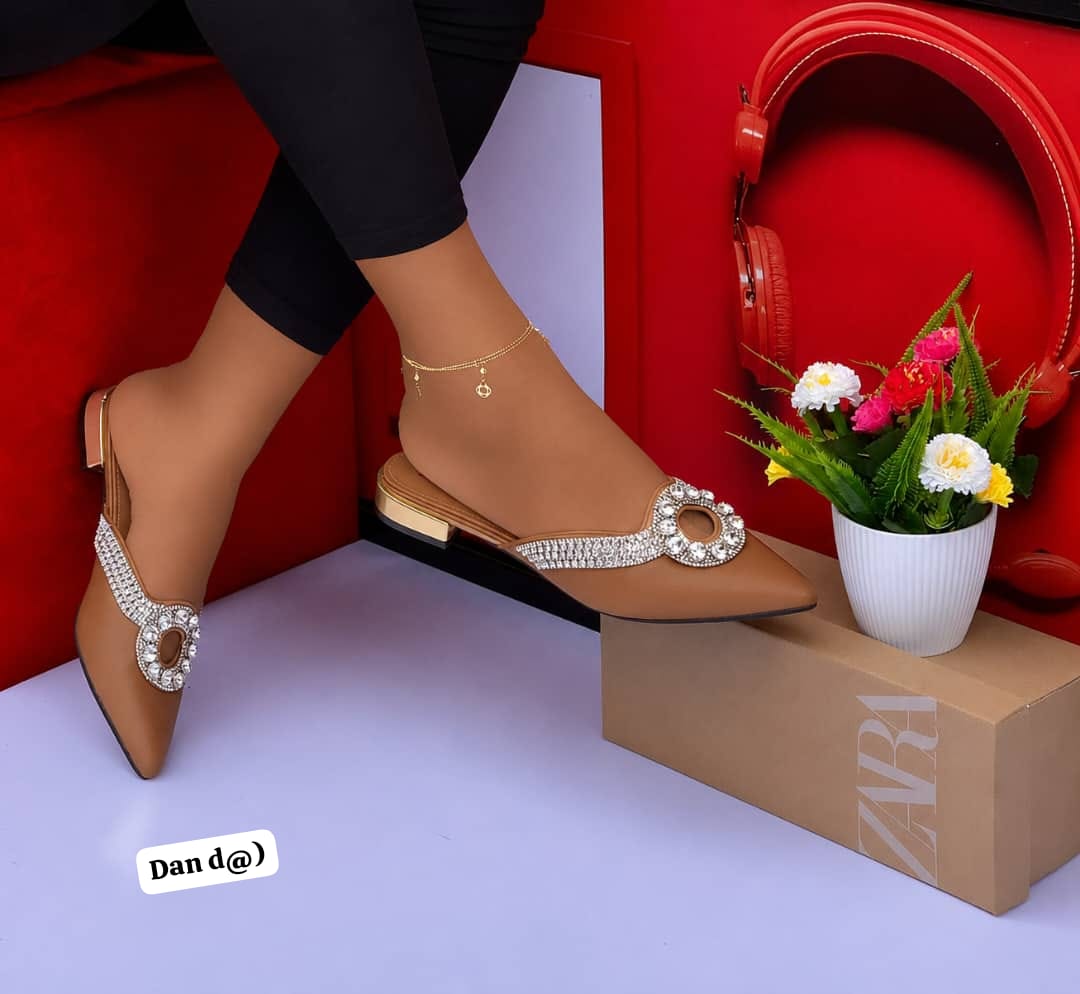 Luxury Jewel-Encrusted Slip-On Backless Loafer Slides with Low Block Heel
