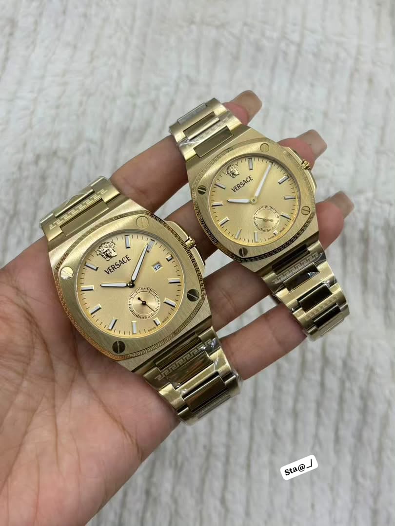 Versace Dial Timepieces with Greca Motif Engraved Bezel