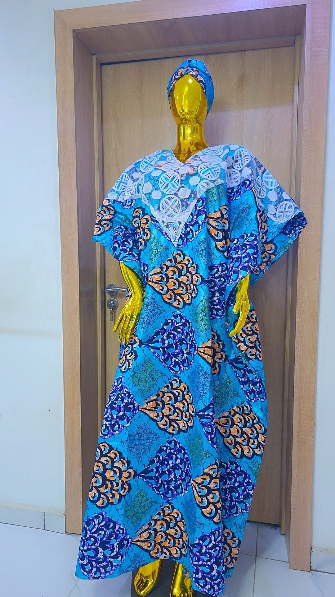 Luxury Silk Ankara Bubu Gown – Oceanic Peacock Tear