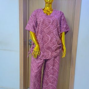 Luxury Two-Piece Loungewear Set – Dusty Rose Clover Lace