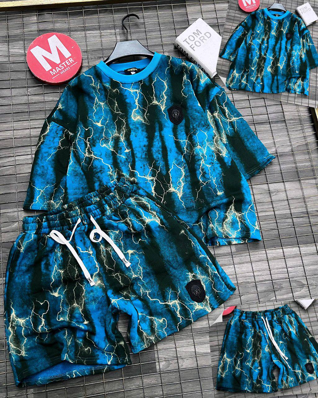 GAKKIN 雷鳴 LIGHTNING SHIRT SHORTS セット　XXL Premium Acid-Wash Lightning Short Tee & Shorts Lounge Set | Idumota