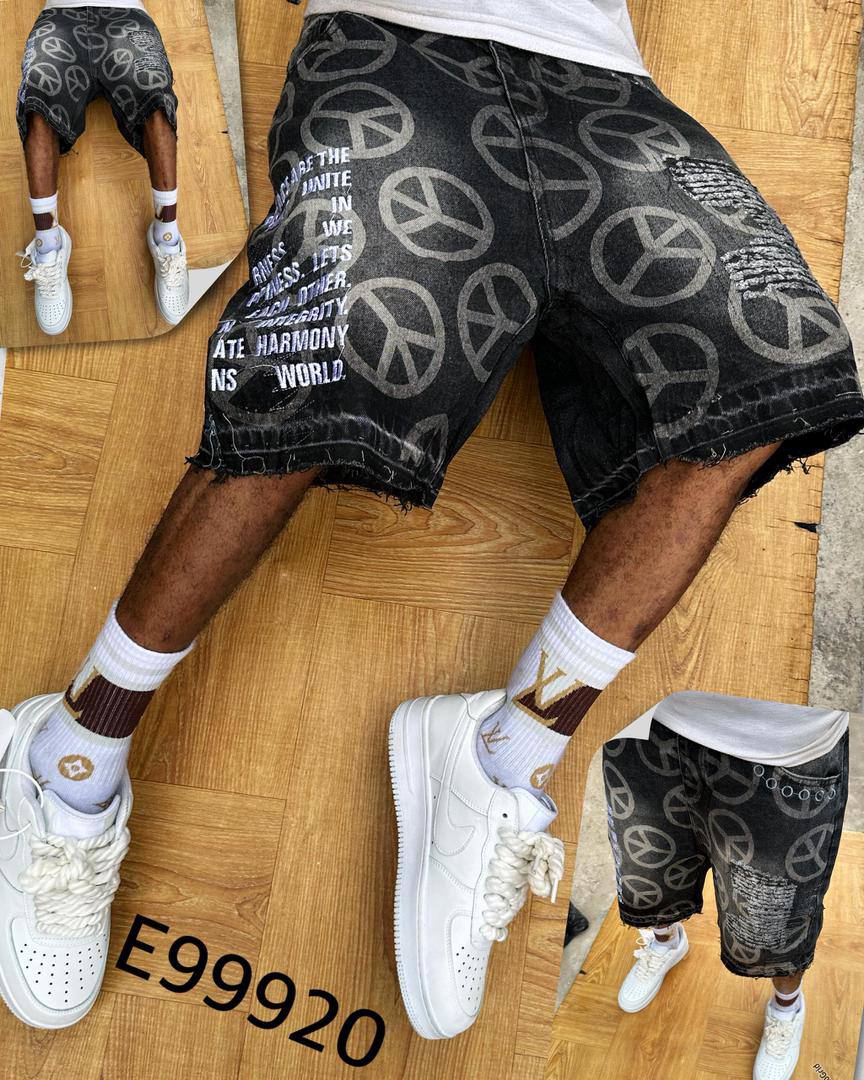 Men's Urban Streetwear Distressed Denim Shorts – Harmony World All-Over Print