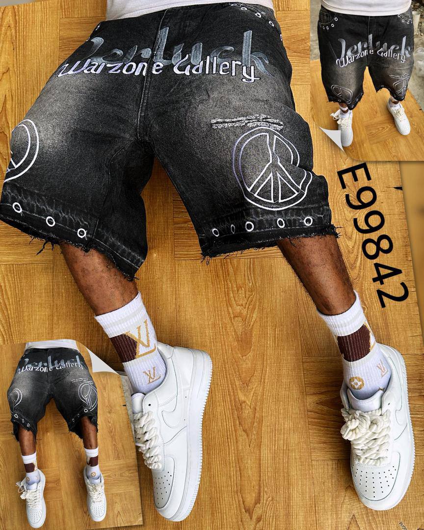 Men's Urban Streetwear Distressed Denim Shorts – Warzone Gallery Peace