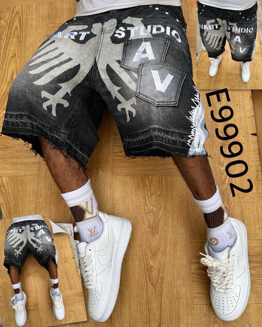 Men's Urban Streetwear Distressed Denim Shorts – Art Studio Angel Wings