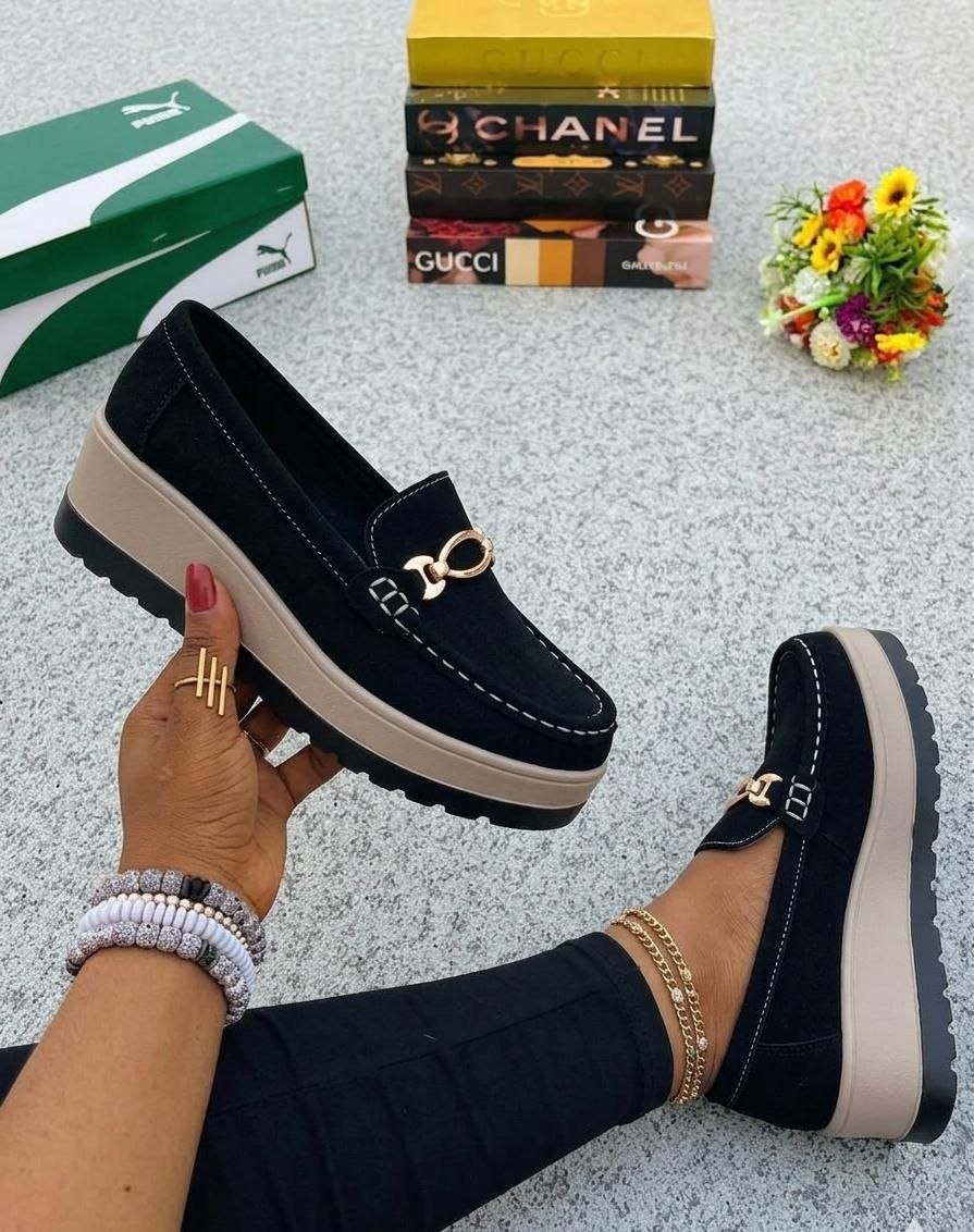 Urban Heritage Denim Wedge Loafers