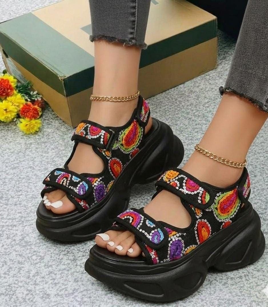 High-Platform Woven Tweed Sport Sandals