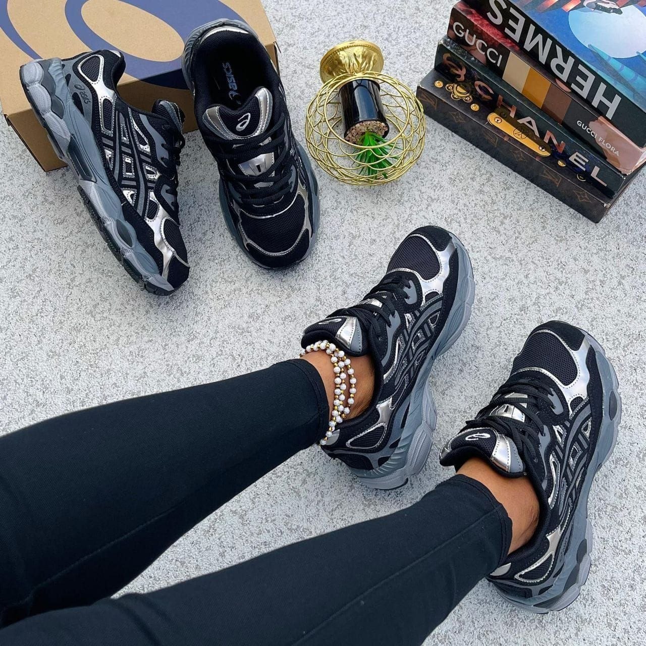 Women's "Chunky Horizon" Multi-Layer Platform Sneakers - Midnight Stealth Chrome