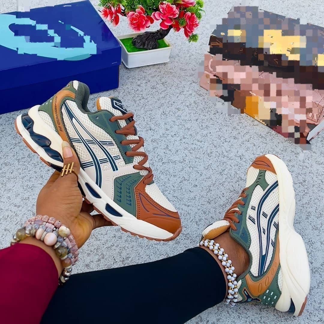 Early-2000s "Matrix Tech" Metallic Running Sneakers - Earthtone Sage & Copper