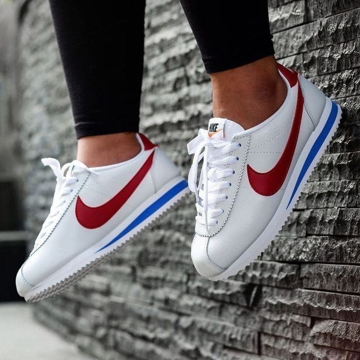 Retro Low-Profile "Heritage Court" Leather Sneakers - Original Varsity Red/Blue