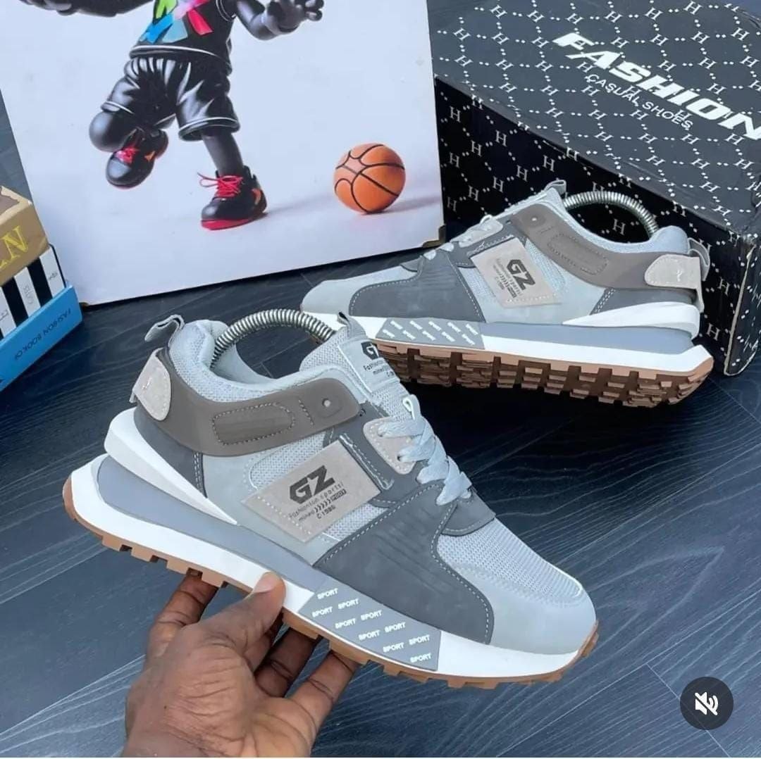 Men's "GZ Heritage" Block-Panel Track Runners - Iceberg Blue-Grey