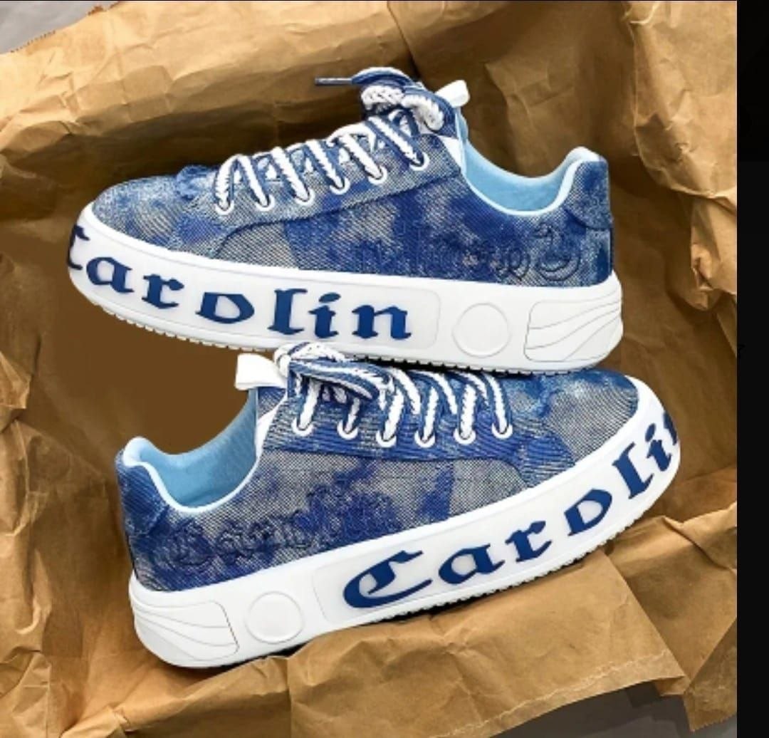 Unisex "Carolin Milora" Acid-Wash Denim Skaters - Classic Cobalt Indigo