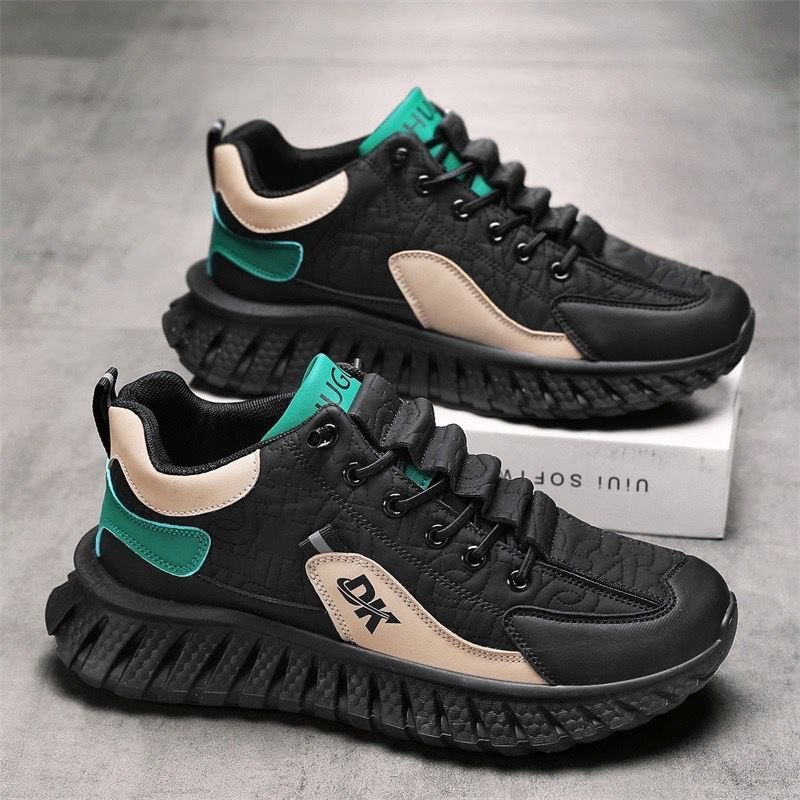 "DK Apex" Deep-Groove Chunky Running Shoes - Sage & Crimson White