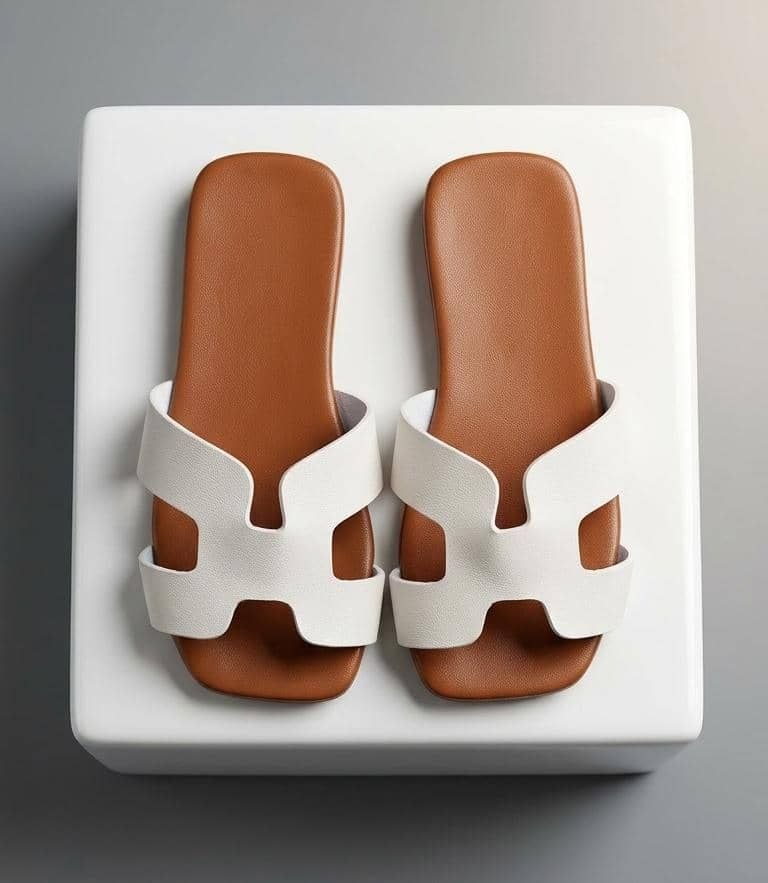 Vibrant Leather H-Strap Flat Sandals