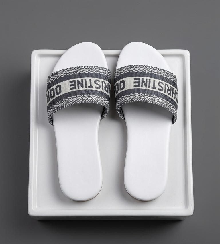 Textured Woven Fabric Band Summer Slides